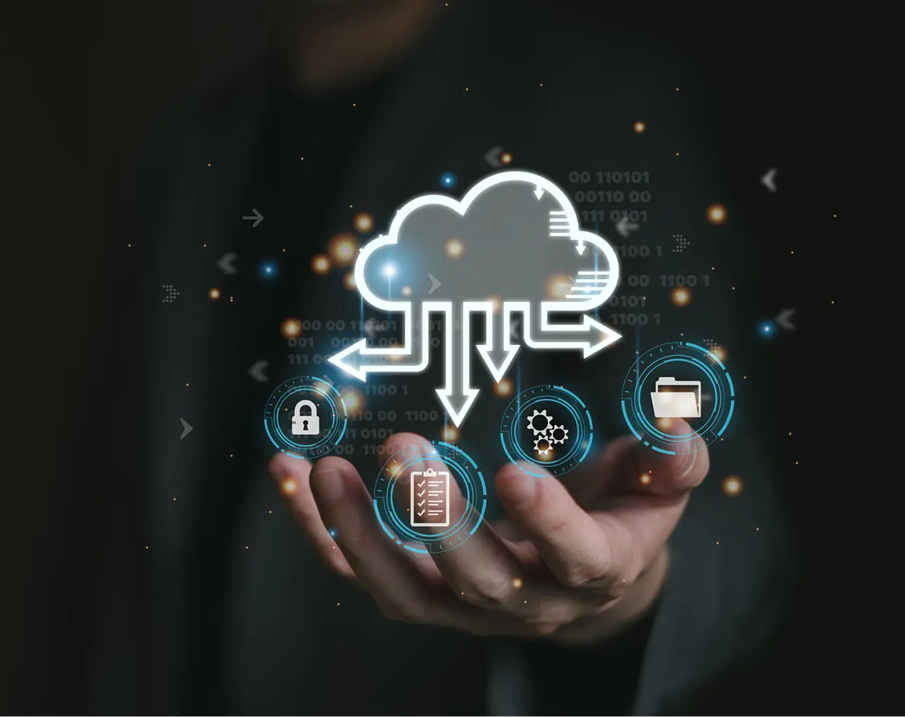 Cloud computing concept with hand