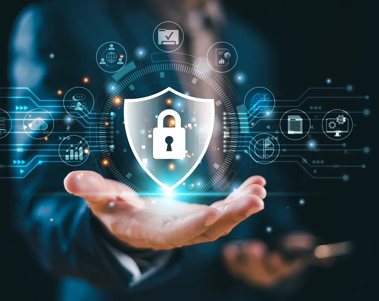 Cybersecurity technology with futuristic interface design